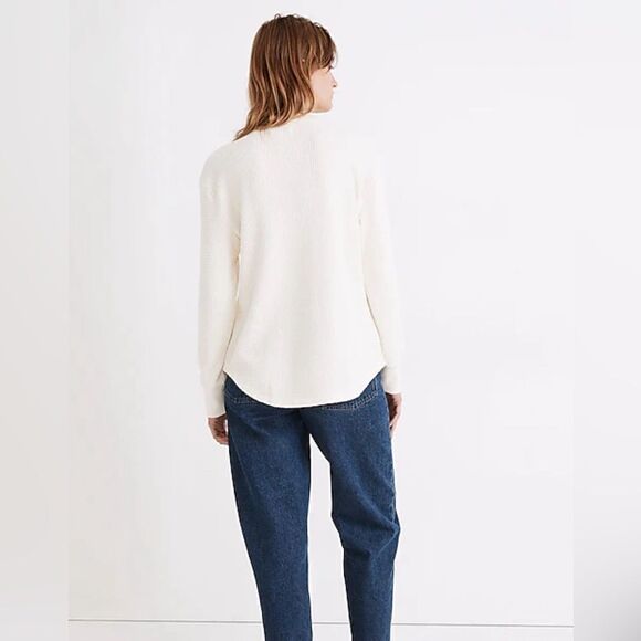 Madewell mock neck waffle sweatshirt antique cream - Picture 2 of 7